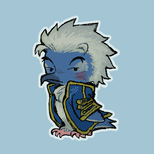 A colored fanart chibi animal of Vergil as a fairy penguin.